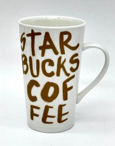 Tazza caffè alta Starbucks 16 oz oro bianco graffiti lettering Starbucks 2015 ottime condizioni - Foto 1 di 8