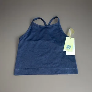 All In Motion Seamless Rib Cropped High Neck Tank Top Size Medium Black Fitness - Picture 1 of 6