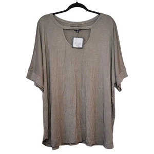 NEW A&I Womens Dolman Tunic Size 3X Green Short Sleeve Cut Out Stretch Top - Picture 1 of 11