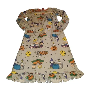 Peanuts Girls Sz 8 Halloween PJ Gown Charlie Brown Snoopy Great Pumpkin Flannel - Picture 1 of 6