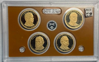 2012-S 4-coin US PRESIDENTIAL DOLLARS PROOF SET. In lens, but NO box or COA. #2 - Image 1 of 2