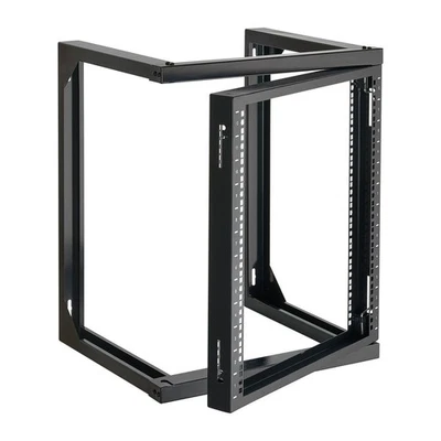 12U 150lb Wall Mount Server Rack, Open Frame, 180° Swing Gate, Black - Image 1 of 4