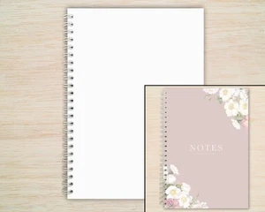 Pink Blossom Notebook A4 A5 A6 - Spiral Bound - Plain or Lined - Floral Journal - Picture 1 of 15