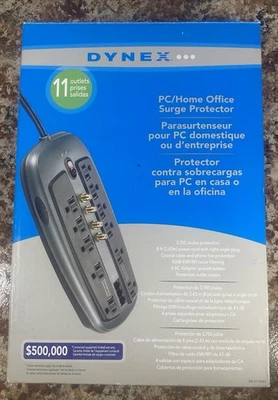 Dynex DX- S114241- 11 Outlet PC/Home Office Surge Protector 8-Foot - Image 1 of 3