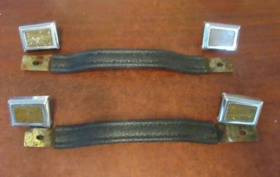 1967-68 Mercury Cougar Original/Used Black Deluxe Door Pull Straps & Caps - Image 1 of 4