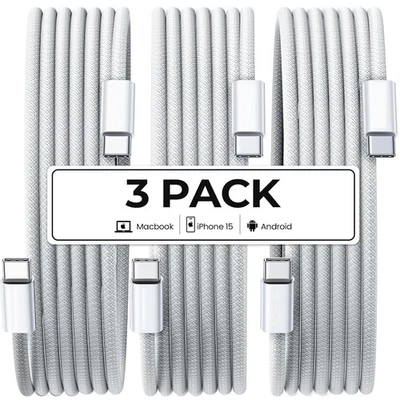 Cable tipo C a tipo C PD 60W cargador rápido trenzado largo USB cable LED para Samsung - Imagen 1 de 4