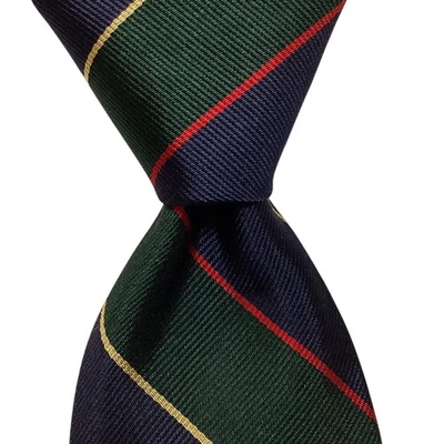 Мужской шелковый галстук BROOKS BROTHERS Makers & Merchants XL в полоску синий/зеленый б/у в отличном состоянии - Изображение 1 из 3