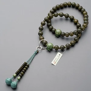Kyoto Prayer Beads Juzu Jodo Shu for Men Green sandalwood, Dokusandama se 9inch - Picture 1 of 9