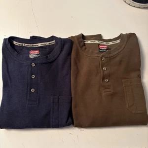Pair WRANGLER WORKWEAR Relaxed Fit POCKET Henley Men’s 2XL Thermal Long Sleeve - Picture 1 of 8