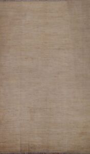 Ivory Solid Gabbeh Kashkoli Oriental Area Rug 7'x10' Wool Hand-knotted Carpet