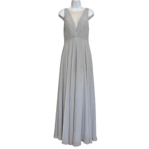 Jenny Yoo Collection Formal Dress Light Blue Chiffon Deep V Sleeveless Maxi Sz 2 - Picture 1 of 14