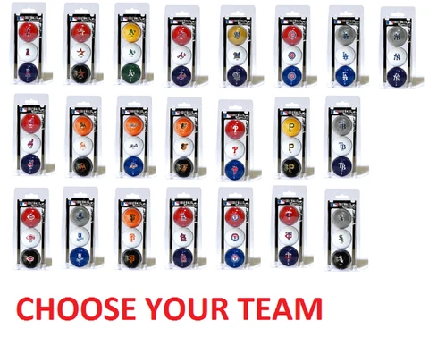 Offically Licensed MLB 3 Pack Golf Balls Team Color Choose Your Team Cover