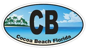 CB Cocoa Beach Florida Oval Bumper Sticker or Helmet Sticker D1123 - Picture 1 of 1