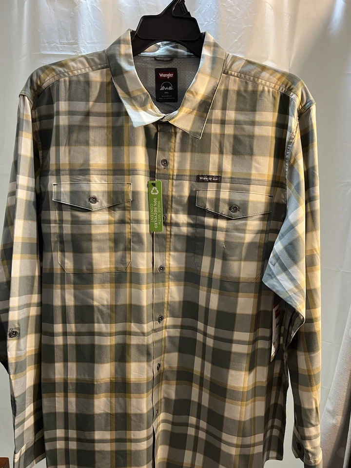 Wrangler Men's Long Sleeve Outdoor Utility Shirt Cotton Blend Upf 30 Sz 2XL