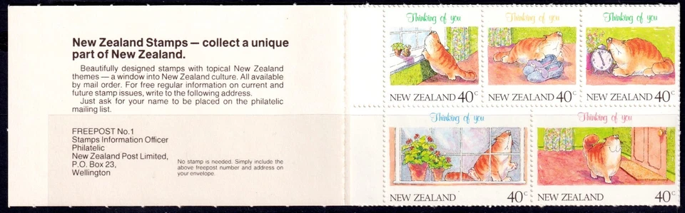 New Zealand 1991 Greeting Stamps - Thinking of you Mint MNH Booklet SC 1037a - Image 1 of 1