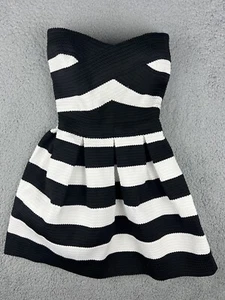 River Island Dress Womens US 4 UK 8 Strapless Formal Black White Travel Cruise - Picture 1 of 15