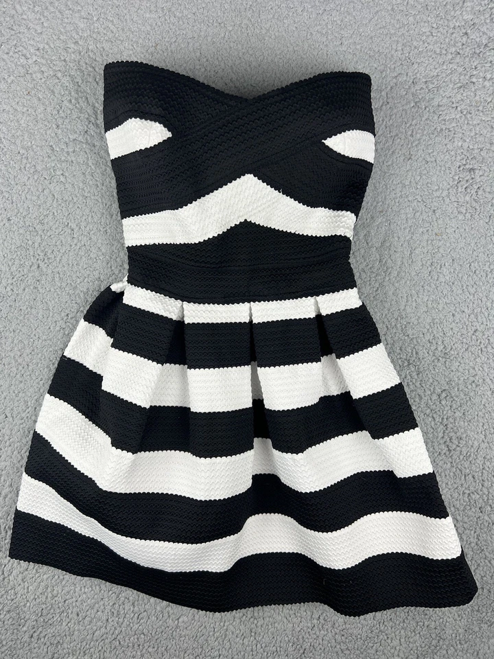 Vestido River Island Mujer US 4 UK 8 Sin Tirantes Formal Negro Blanco Viaje Crucero Foto 1 de 4