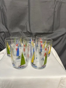 Set 8 bicchieri succo da bere barca a vela nautica Arcoroc France vintage colorati - Foto 1 di 10