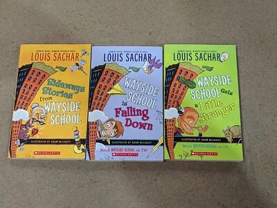 Lot of 3 Wayside School Books by Louis Sachar, Scholastic Paperback Foto 1 de 4