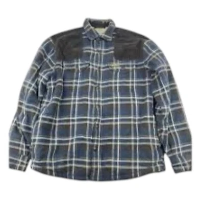 Field & Stream Fleece Lined Flannel Plaid  Blue Brown Jacket Men’s Size Medium - Image 1 of 3