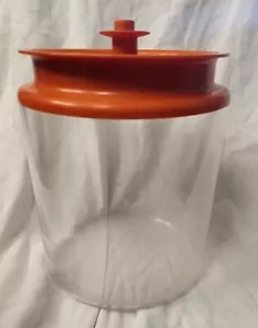 Vintage Tupperware clear acrylic canister orange button lid 13.5 cup/ 3.2 Liters - Picture 1 of 8