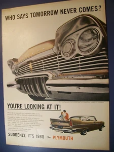 1957 Pubblicità auto Plymouth Belvedere large-mag- "Chi dice che il domani non arriva mai?" - Foto 1 di 1