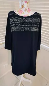 Megan Park Beaded Midnight Blue Black 60's Style Shift Dress Size 4 Au 16 Party - Picture 1 of 10