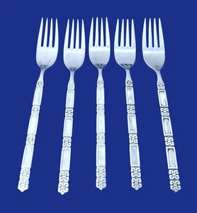 Oneida MADRID - NO BLACK Stainless Flatware - Set of 5 Salad Forks 6 7/8" - Picture 1 of 1