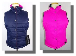 Nuevo Chaleco Alpino Acolchado a Snap Para Mujer Sun Mountain Azul Marino/Rosa Reversible a Snap Frontal S - Imagen 1 de 9