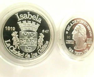 PESETA ISABELA 2019 Serie Pueblos PUERTO RICO Plata Boricua Silver Quarter 1/100 - Picture 1 of 12