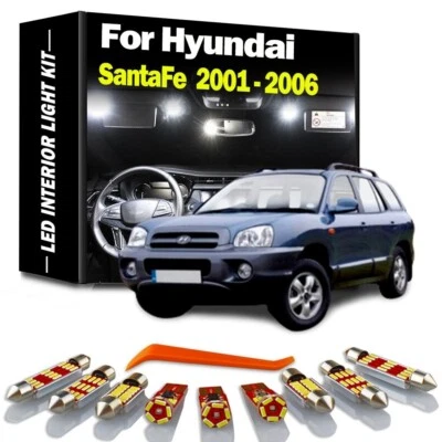 7x Kit de Luz Cúpula Mapa Interior LED Canbus para Hyundai Santafe Santa Fe 2001-2006 - Imagem 1 de 4
