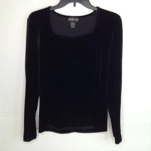 Style & Co Top Damen Größe Medium schwarz Velours Langarm Pullover Bluse - Bild 1 von 7