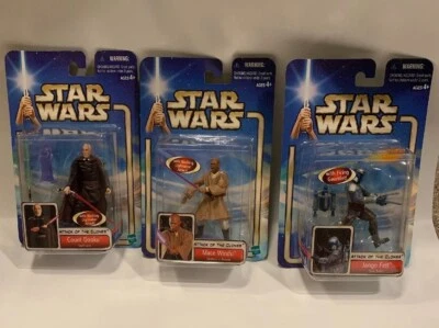 Hasbro 2002 Star Wars Attack Of The Clones Mace Windu, Jango Fett & Count Dooku - Image 1 of 4