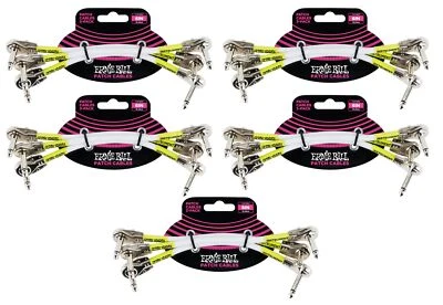 PACK de 5 cables de conexión para panqueques Ernie Ball 6052 Ultraflex de 6", paquete de 3, blancos Foto 1 de 3