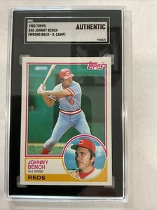 1983 Topps - #60 Johnny Bench HOF ( Wrong Back Error R. Camp) SGC Authentic - Picture 1 of 4