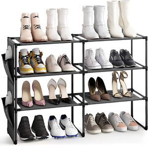 Shoe Rack Organizer, Shoe Storage, 4 Tiers Shelve Space, 16-20 Pairs of Sneakers