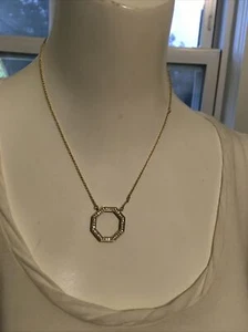 $88 LOUISE ET CIE GOLD TONE PAVE OCTOGAN PENDANT NECKLACE CS10JJ - Picture 1 of 4