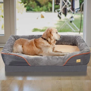 Sofá ortopédico de lana sintética estilo sofá cama para perros gatos mediano Jumbo - Imagen 1 de 12