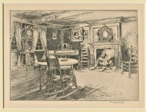 Albert R Thayer (1878-1965) HOME AND HEARTH etching PENCIL SIGNED Listed Artist - Picture 1 of 2