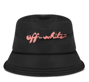 OFF-WHITE OFF SCRIPT LOGO BUCKET HAT CAPPELLO MADE IN ITALY OWLB021S22FAB0021030 - Picture 1 of 3