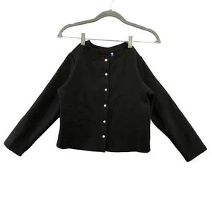 Uniqlo Kids Size 9-10 Black Sweatshirt Cardigan Crewneck Button Front Boys Girls - Picture 1 of 9