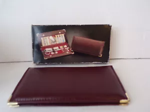 Mini Travel Sewing Kit~Burgundy Case~Needle Thread Scissors~Tape Measure~New - Picture 1 of 5
