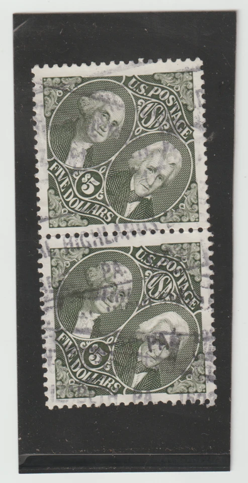 US SCOTT # 2592 Used Pair Washington & Jefferson $5.00 - Image 1 of 1