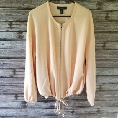 Chaqueta ligera con cremallera completa Forever 21 para mujer talla M rosa claro detalle de corbata Foto 1 de 4