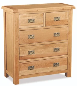 Oakvale Oak Chest of Drawers 5 Drawer Chest of Drawers Large Chest of Drawers - Picture 1 of 24