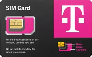 T-Mobile 5G LTE 4G SIM CARD  FITS ALL PHONES FOR NEW ACTIVATION OR SWAP SIM  - Picture 1 of 6