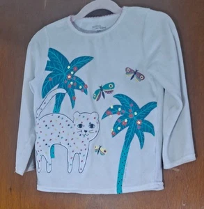 DPAM Du Pareil Au Même Velour Top/Appliqued Cat, PalmTrees Butterflies 5 France - Picture 1 of 13