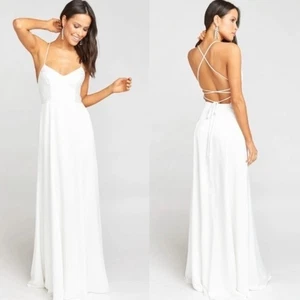 Show Me Your Mumu Godshaw Diosa Vestido Maxi Marfil Lujo Satén Mujer X-Pequeño - Imagen 1 de 10