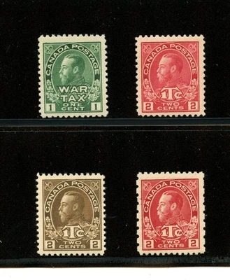 Canada #MR1, MR3-5, (C670) War Tax stamps, MNH & VLH, FVF, CV$320.00 - Image 1 of 2