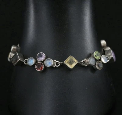 PULSERA PLATA ESTERLINA 925 NICKY MAYORDOMO MULTICOLOR PIEDRAS PRECIOSAS 7" Foto 1 de 4